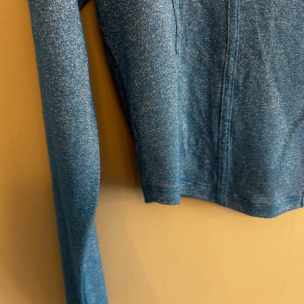 Hollister blue silver sparkle long sleeved crop top Y2K size L - Picture 5 of 15